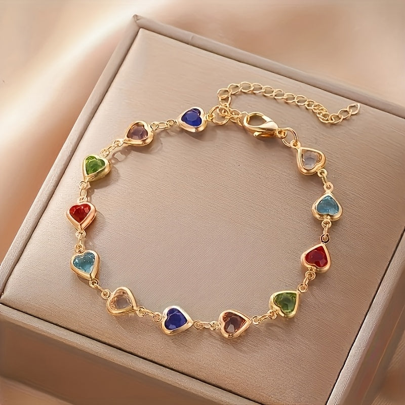 Sarah – Heart Crystal Link Bracelet