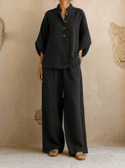 Jeanette – Batwing Top and Wide-Leg Pants Set