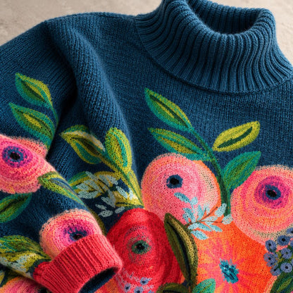 Susan – Floral Print Turtleneck Sweater