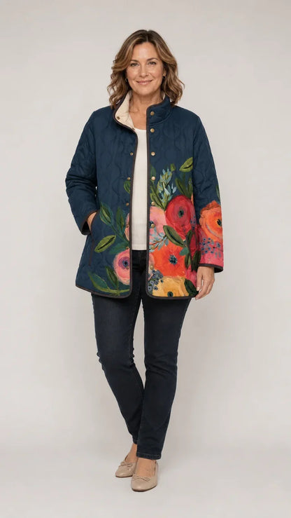 Jennifer – Vintage Floral Print Quilted Jacket