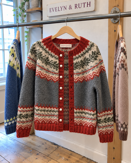 Crystal – Fair Isle Knit Button-Up Cardigan