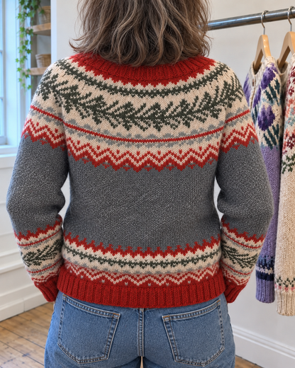 Crystal – Fair Isle Knit Button-Up Cardigan