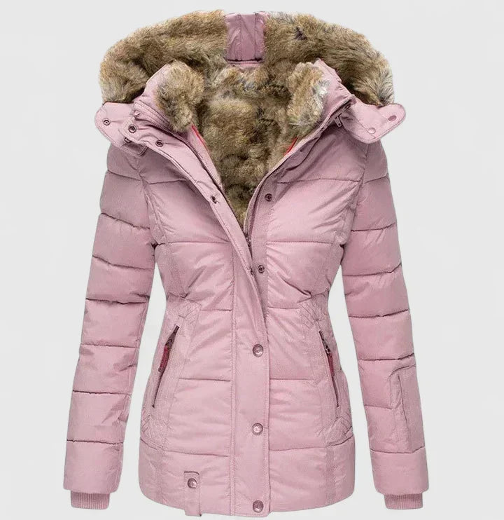 Carol – Quilted Puffer Jacket with Faux Fur Hood