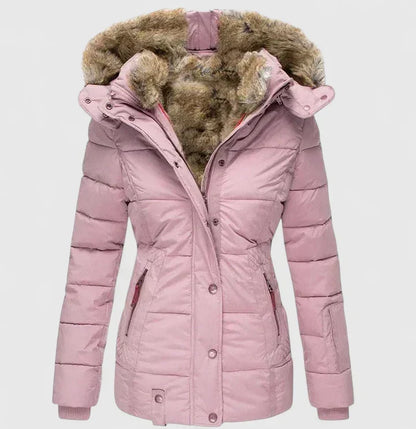Carol – Quilted Puffer Jacket with Faux Fur Hood