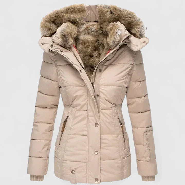 Carol – Quilted Puffer Jacket with Faux Fur Hood
