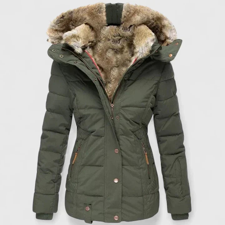 Carol – Quilted Puffer Jacket with Faux Fur Hood