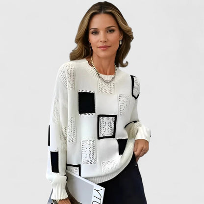 Marjorie – Openwork Patchwork Knit Sweater