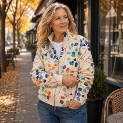 Anne – Zip-Up Botanical Print Jacket