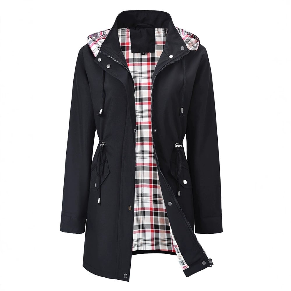Nettie – Hooded Windproof Jacket with Plaid Lining