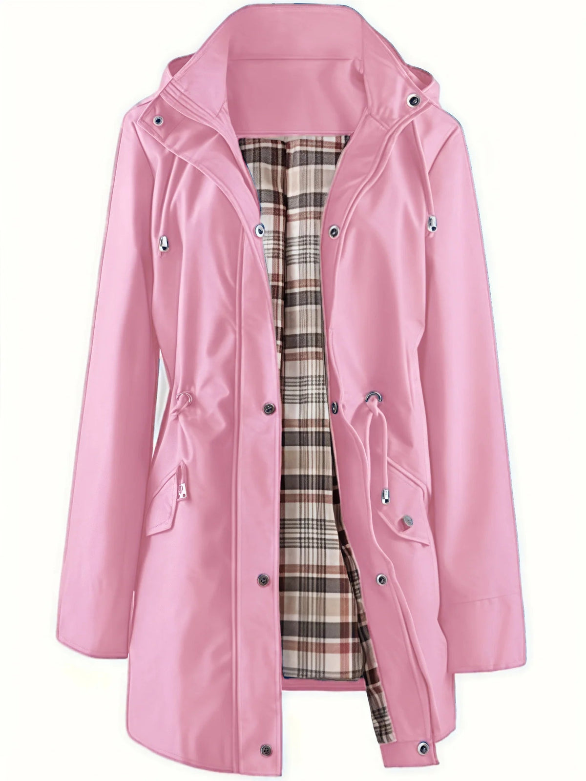 Nettie – Hooded Windproof Jacket with Plaid Lining