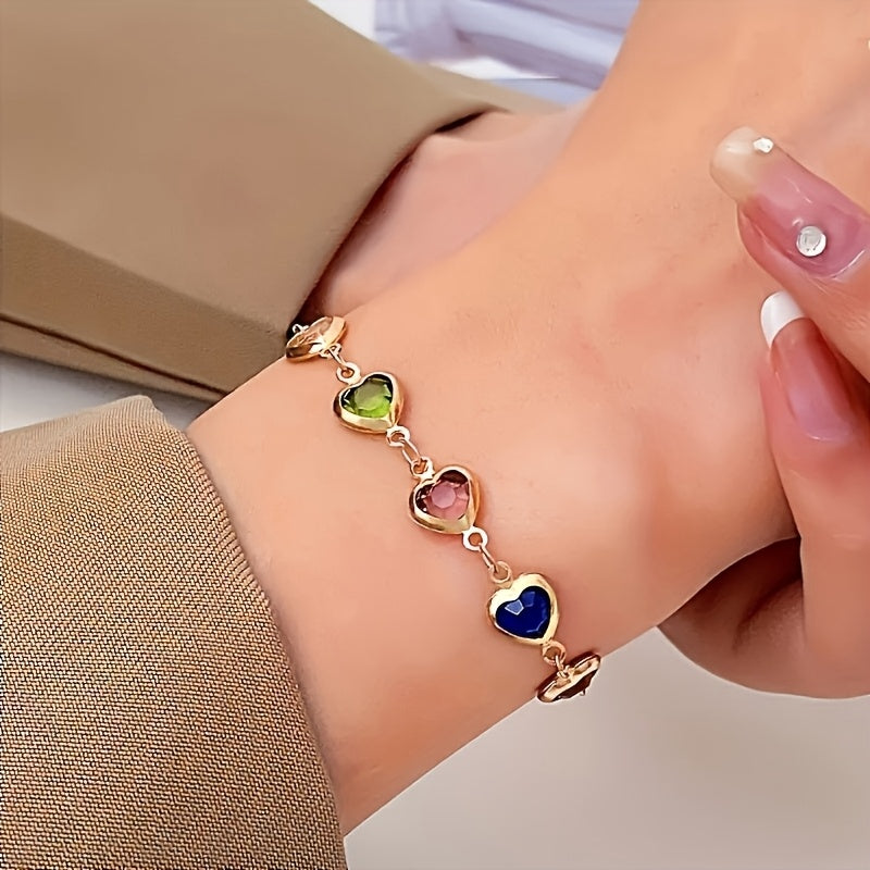Sarah – Heart Crystal Link Bracelet