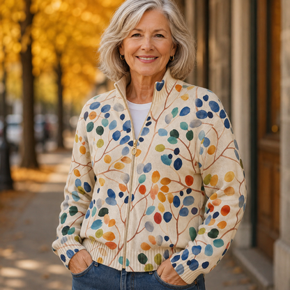Anne – Zip-Up Botanical Print Jacket