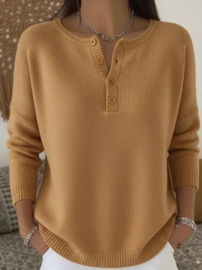 Andrea – Elegant Henley Knit Sweater