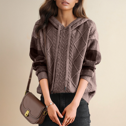 Jessica – Cable Knit Hooded Sweater