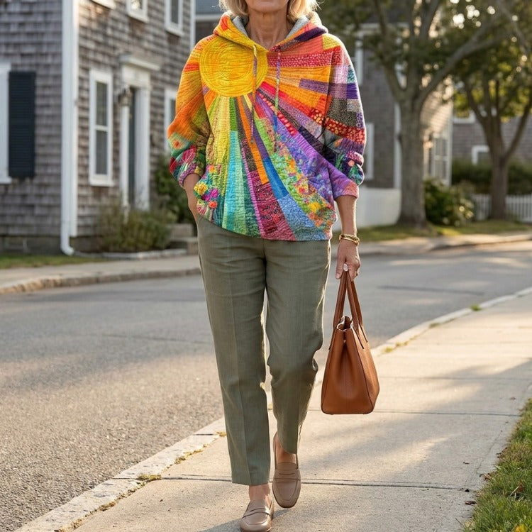 Lois – Quilted Patchwork-Print Hoodie