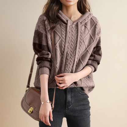 Jessica – Cable Knit Hooded Sweater