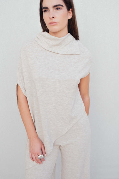 Jessica – Layered-Look Cowl Neck Top