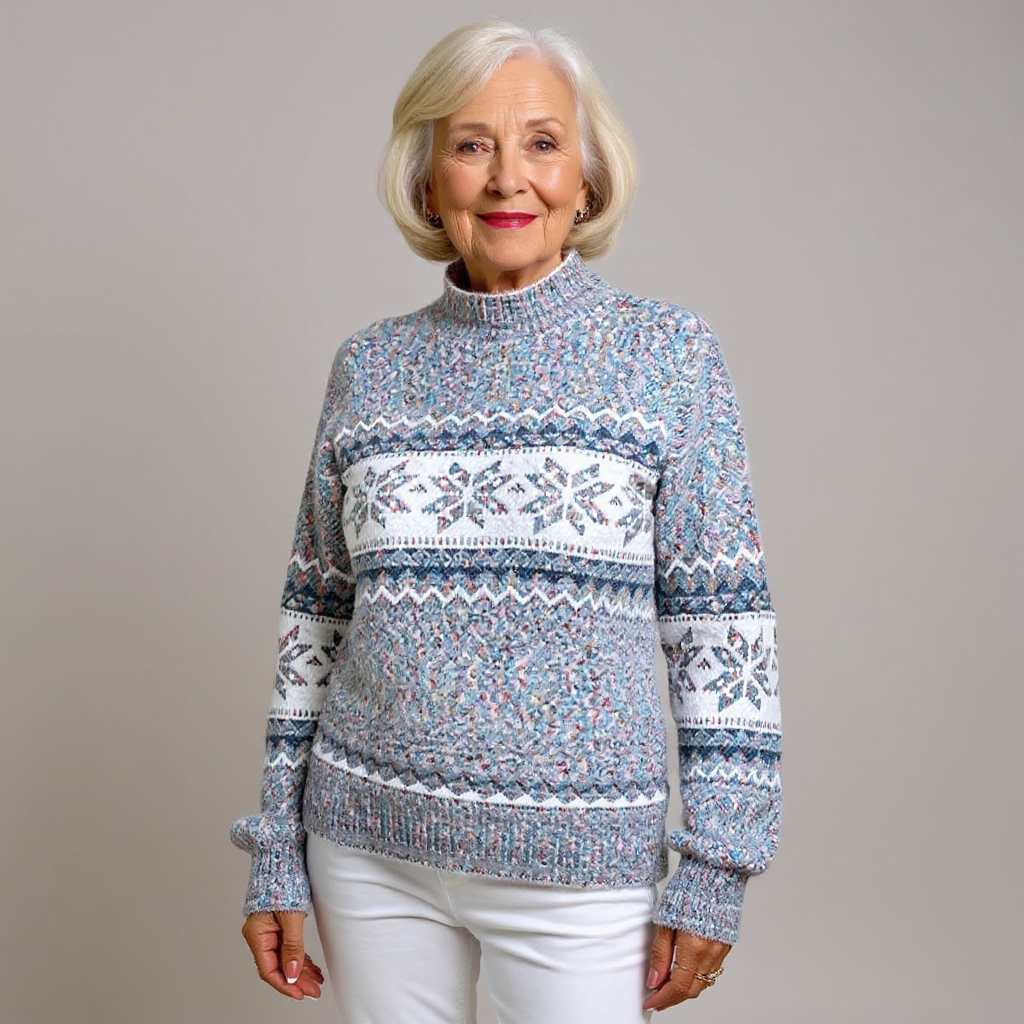 Catherine – Nordic Snowflake Knit Sweater