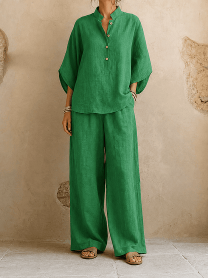 Jeanette – Batwing Top and Wide-Leg Pants Set