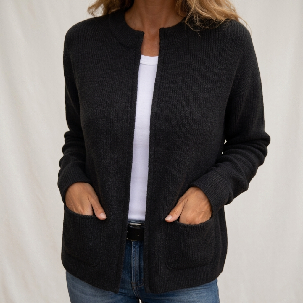 Josephine – Open-Front Ribbed Knit Cardigan