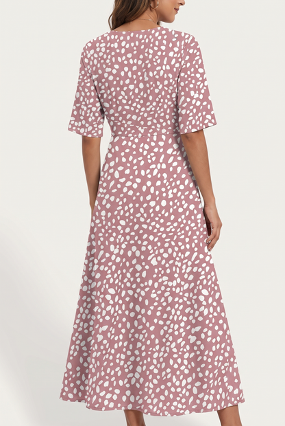 Judith – Spot Print Gathered Midi Dress