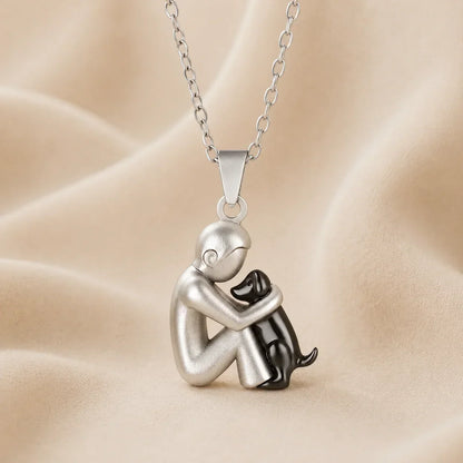Kathryn – Person and Dog Embrace Pendant Necklace