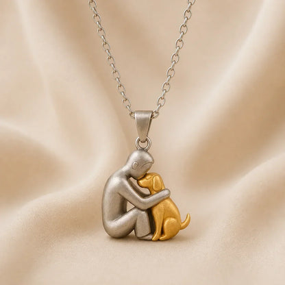Kathryn – Person and Dog Embrace Pendant Necklace