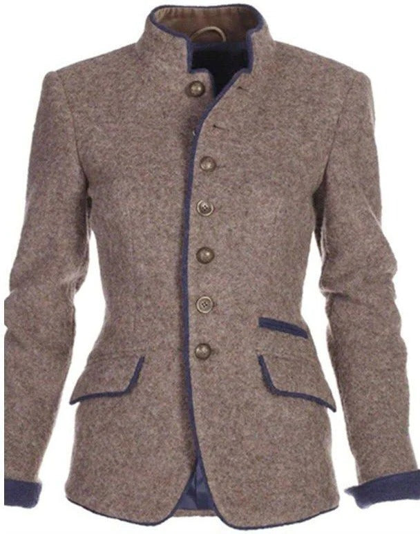 Linda – Vintage Stand-Collar Tailored Blazer