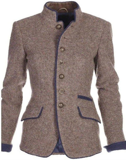 Linda – Vintage Stand-Collar Tailored Blazer