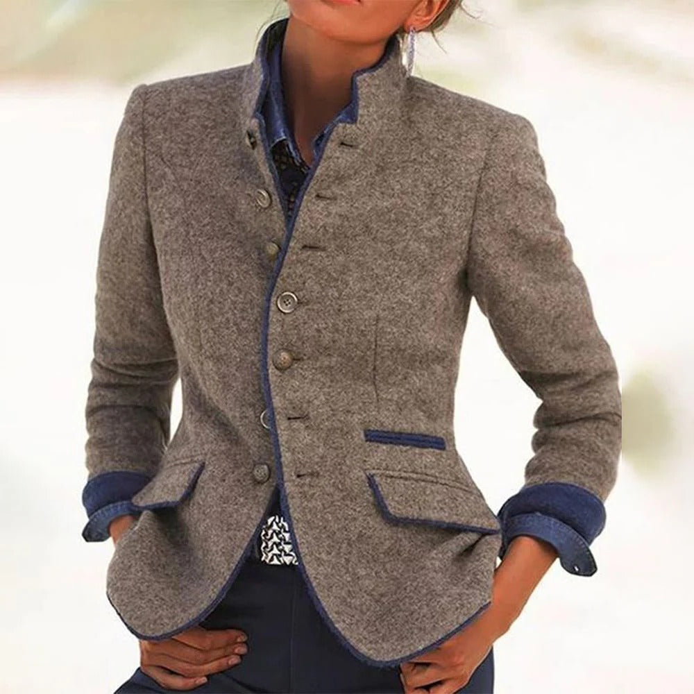 Linda – Vintage Stand-Collar Tailored Blazer