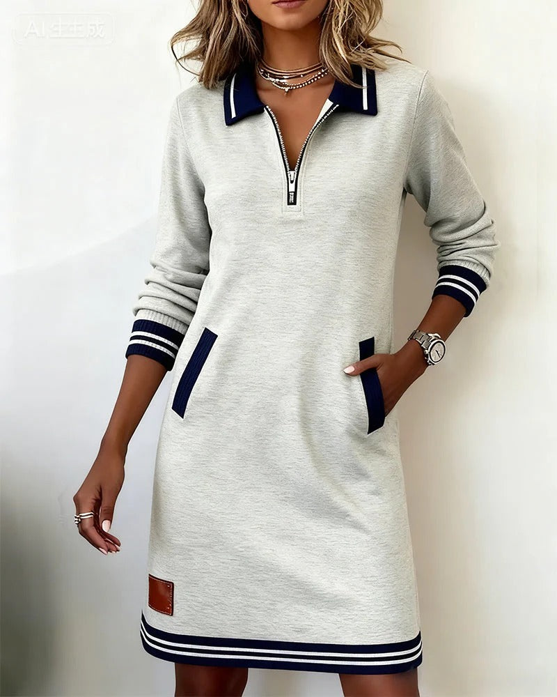 Dana – Zip Collar Sporty Mini Dress