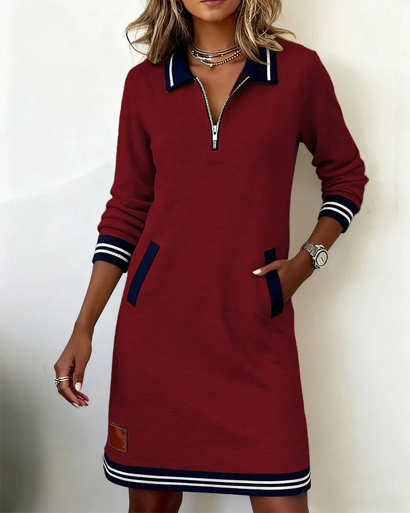 Dana – Zip Collar Sporty Mini Dress