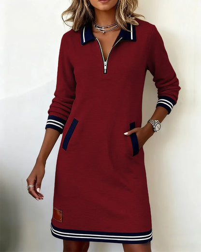Dana – Zip Collar Sporty Mini Dress
