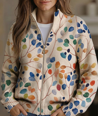 Anne – Zip-Up Botanical Print Jacket