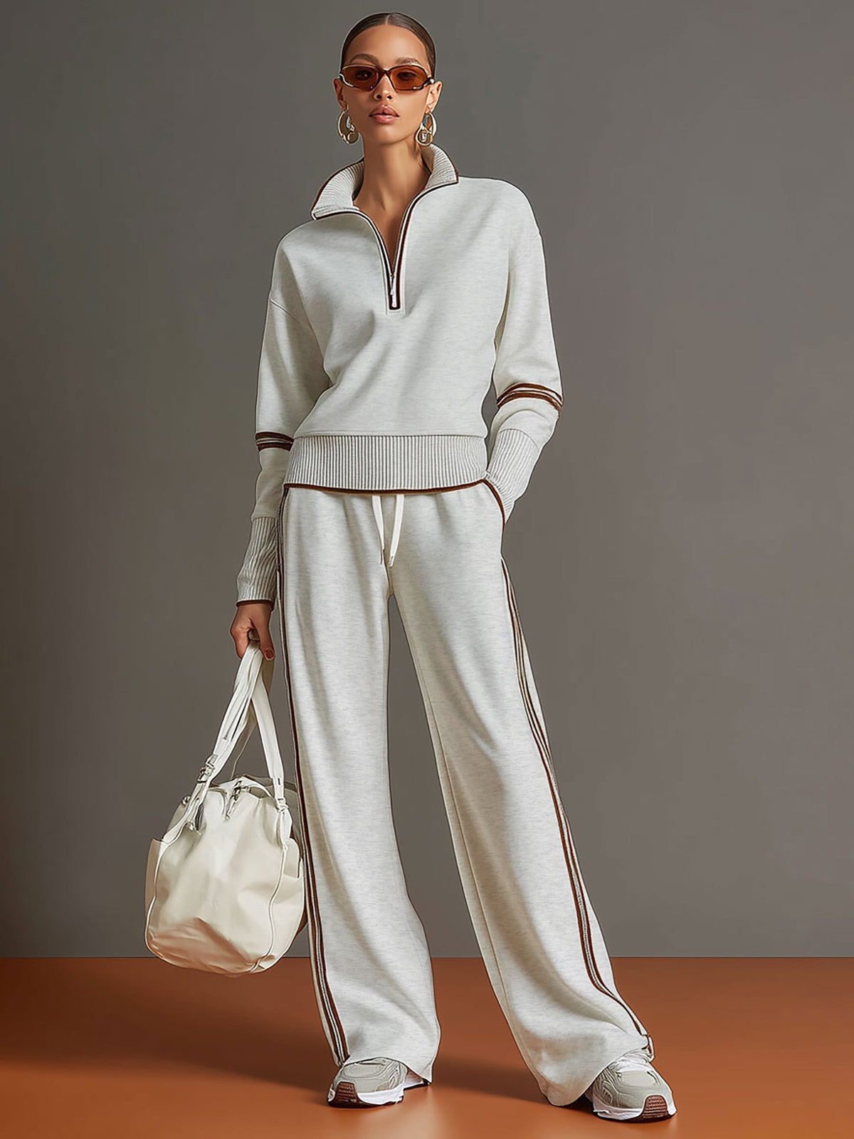 Wendy – Quarter-Zip Sweatshirt and Wide-Leg Set