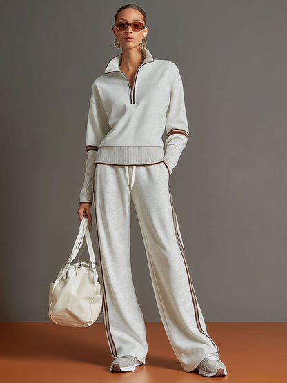 Wendy – Quarter-Zip Sweatshirt and Wide-Leg Set