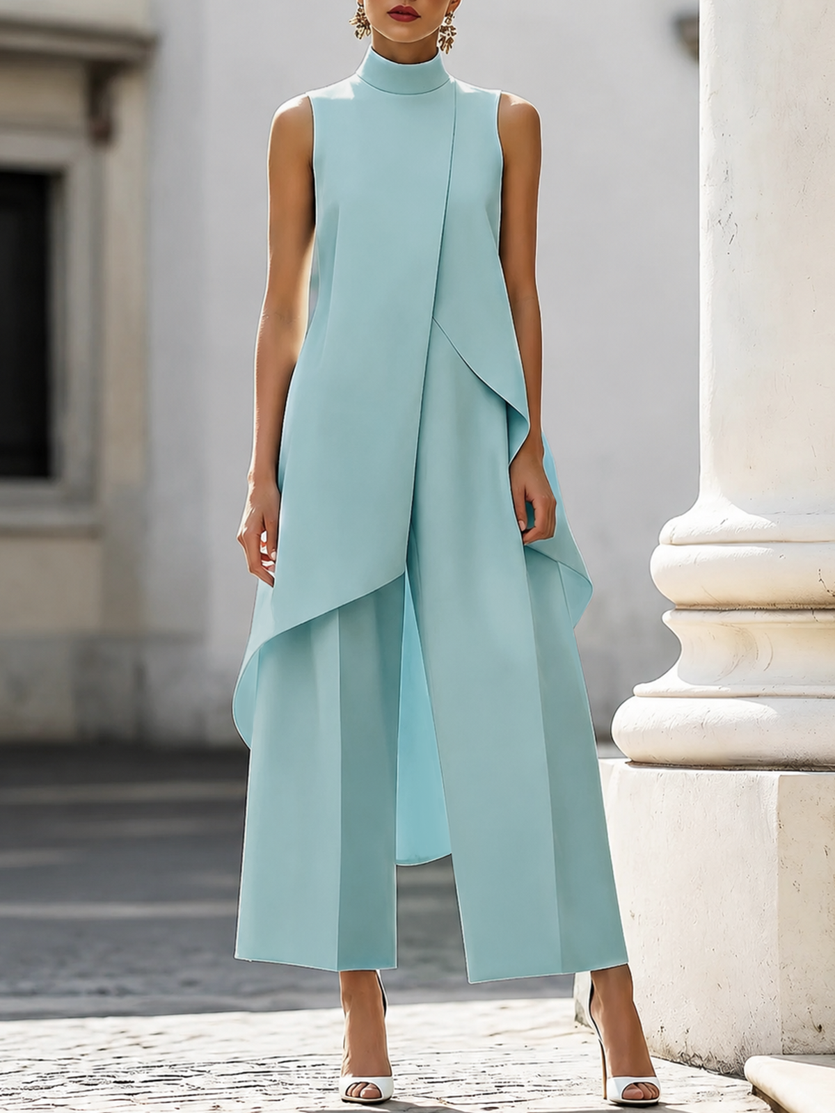 Rosemary – Sleeveless Turtleneck Wide-Leg Set