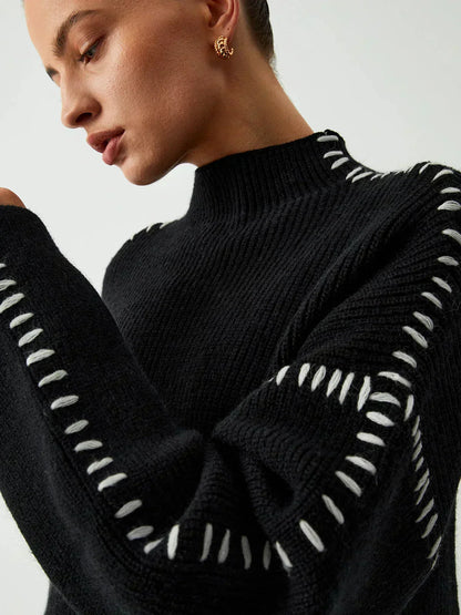 Jolene – Oversized Whipstitch Detail Sweater