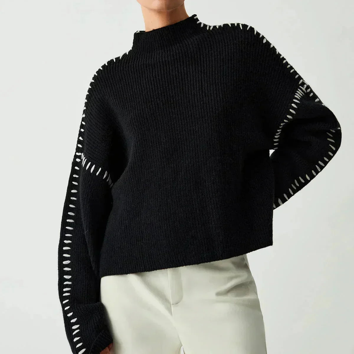 Jolene – Oversized Whipstitch Detail Sweater