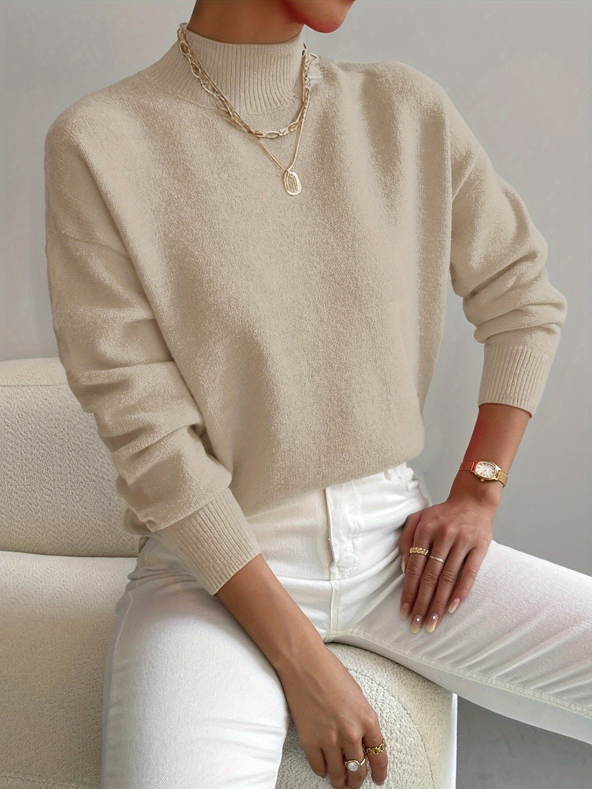 Tabatha – Mock Neck Relaxed Knit Sweater