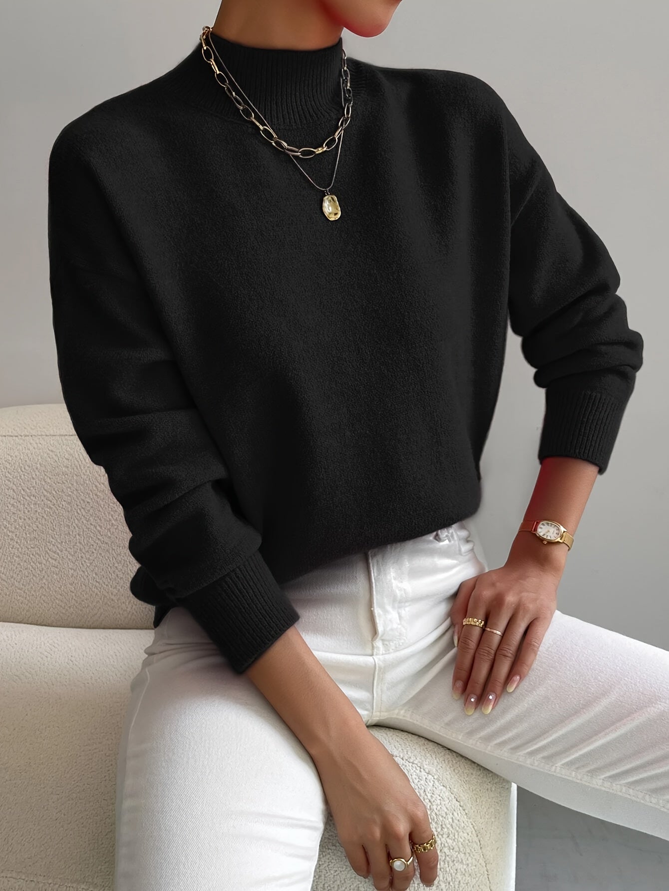 Tabatha – Mock Neck Relaxed Knit Sweater