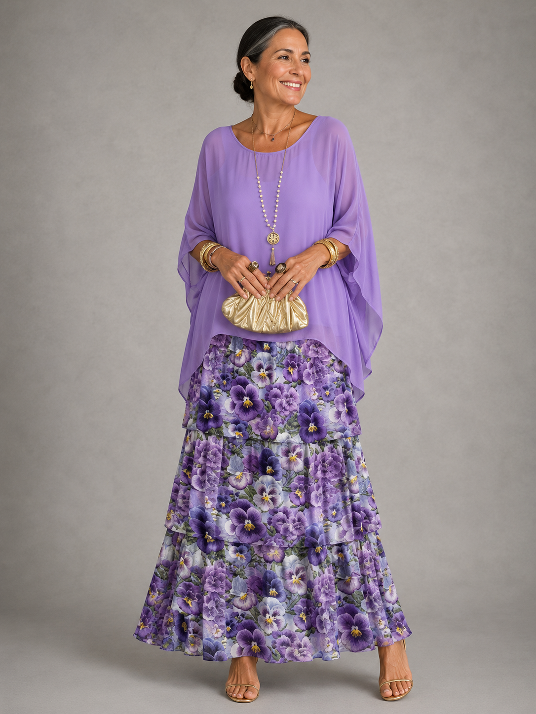 Margaret – Tiered Chiffon-Look Maxi Dress