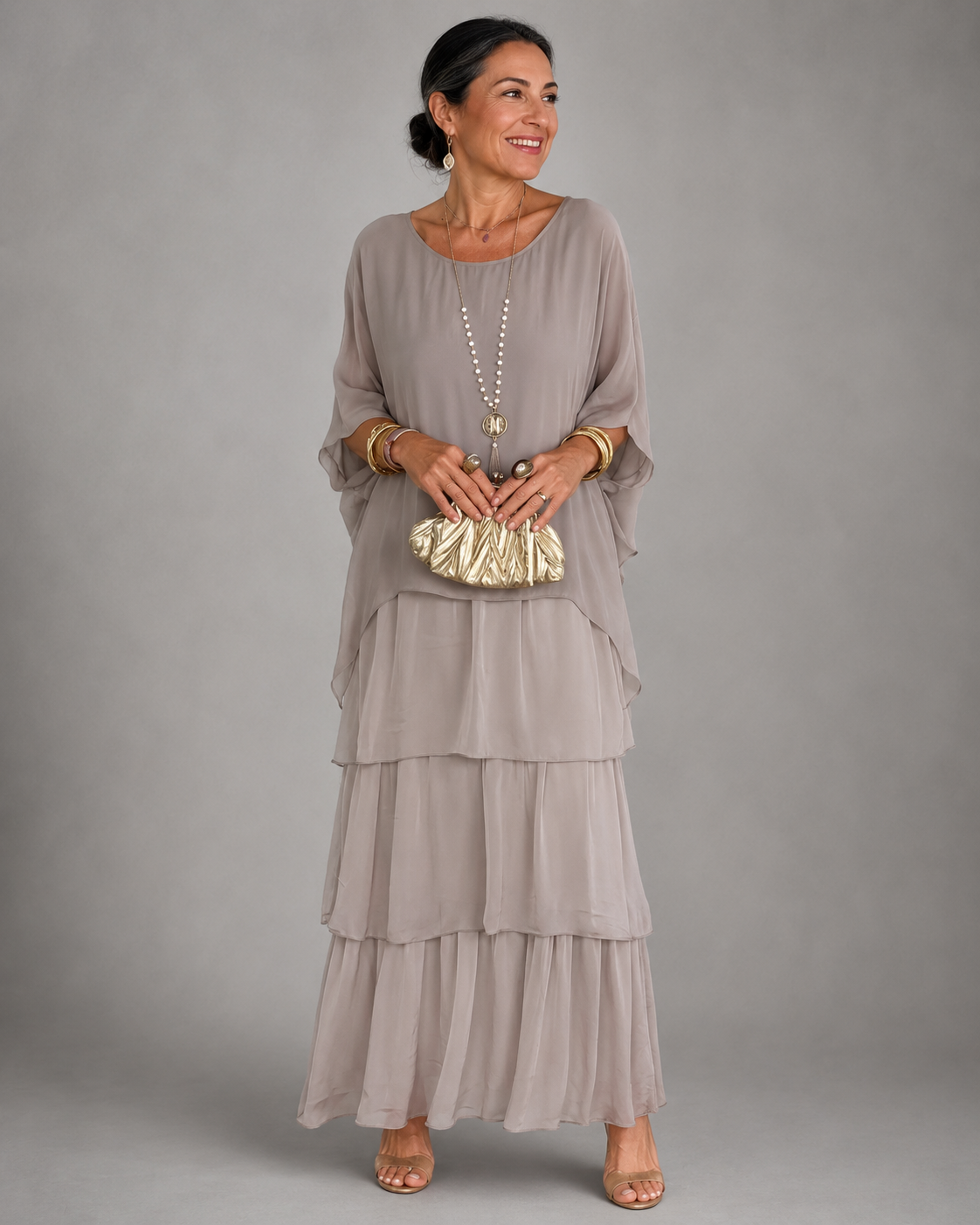 Margaret – Tiered Chiffon-Look Maxi Dress