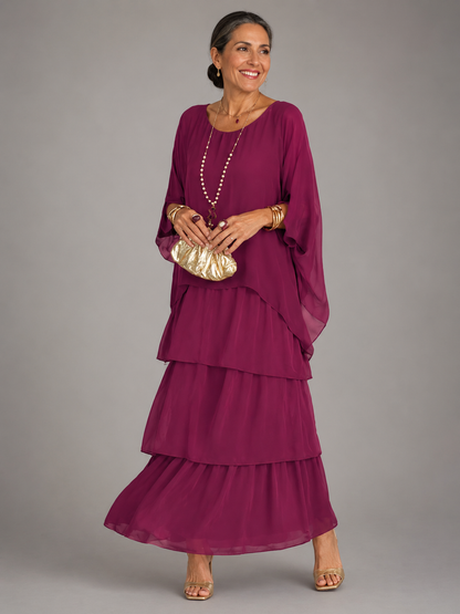 Margaret – Tiered Chiffon-Look Maxi Dress