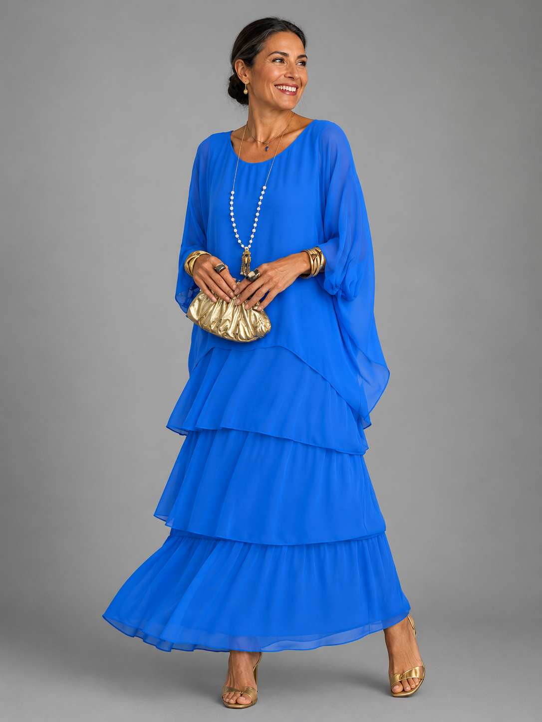Margaret – Tiered Chiffon-Look Maxi Dress
