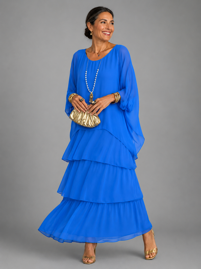 Margaret – Tiered Chiffon-Look Maxi Dress
