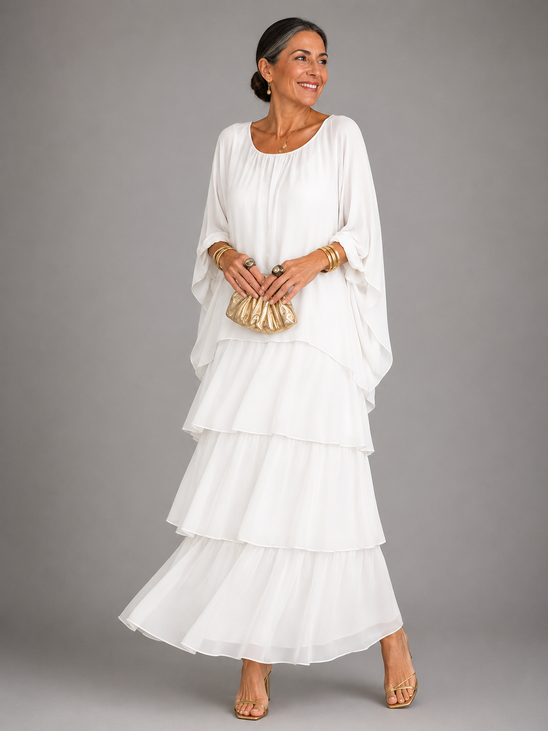 Margaret – Tiered Chiffon-Look Maxi Dress