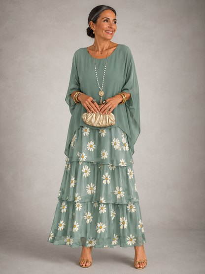 Margaret – Tiered Chiffon-Look Maxi Dress