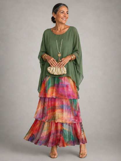 Margaret – Tiered Chiffon-Look Maxi Dress