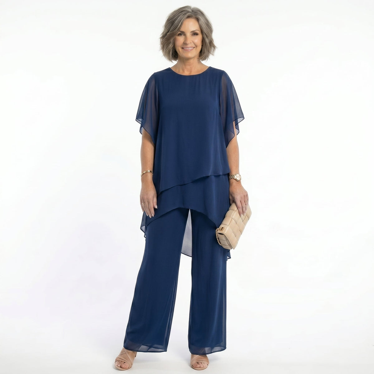 Victoria – Tiered Chiffon Tunic and Wide-Leg Set